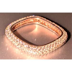 925 Sterling Silver CZ Pave Square Eternity Band Size 5.5 Rose Gold Tone Ring